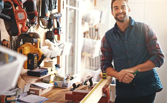 Building Engineer in front of work table